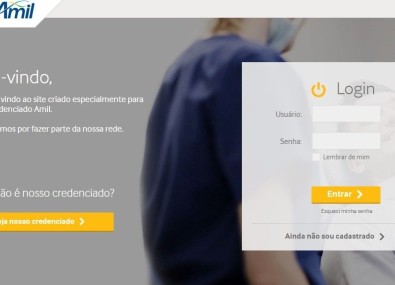 Tela de login do portal Amil Dental