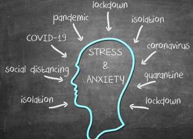 Desenho de cabeça com sintomas causadores de estresse e ansiedade
